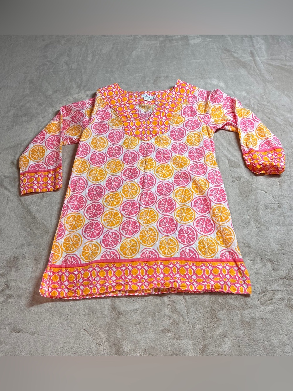 Vineyard Vines Pink & Yellow Citrus Print Tunic